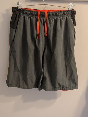 Russell Athletic Men's Dark Gray Shorts with Orange Drawstring
